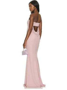 Katie May Pink Strapless Drape Back Jersey Maxi Dress Formal Sz Small NWT